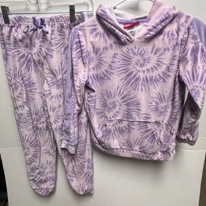 SAINT EVE KIDS PURPLE TIE-DYED TWO PIECE SET HOODIE & PANTS, GIRLS SIZE 10-12.